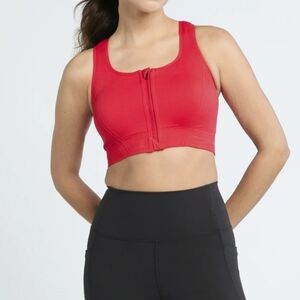 Avia Women's Size Small NWT Medium Support Zip Front Sports Bra Cherry Red